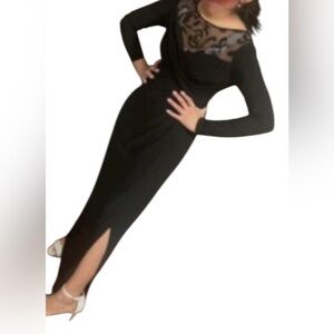 Chaps Sequins Elegant Party Black Long Sleeve Dress